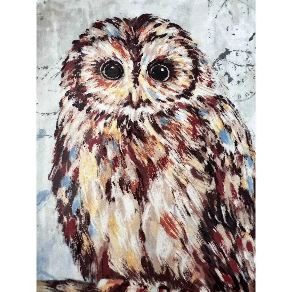 Pier 1‎ Imports Snow Owl Ironstone Plate Textured Script Postcard 8.75